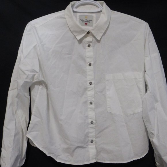 LEE COOPER, white button down shirt with collar "Livin" Free" "Livin" Easy" - Picture 2 of 7